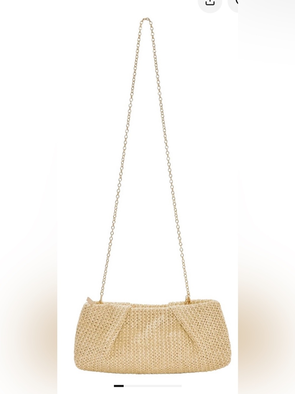 Woven Straw Clutch or shoulder bag with detachable chain shoulder strap